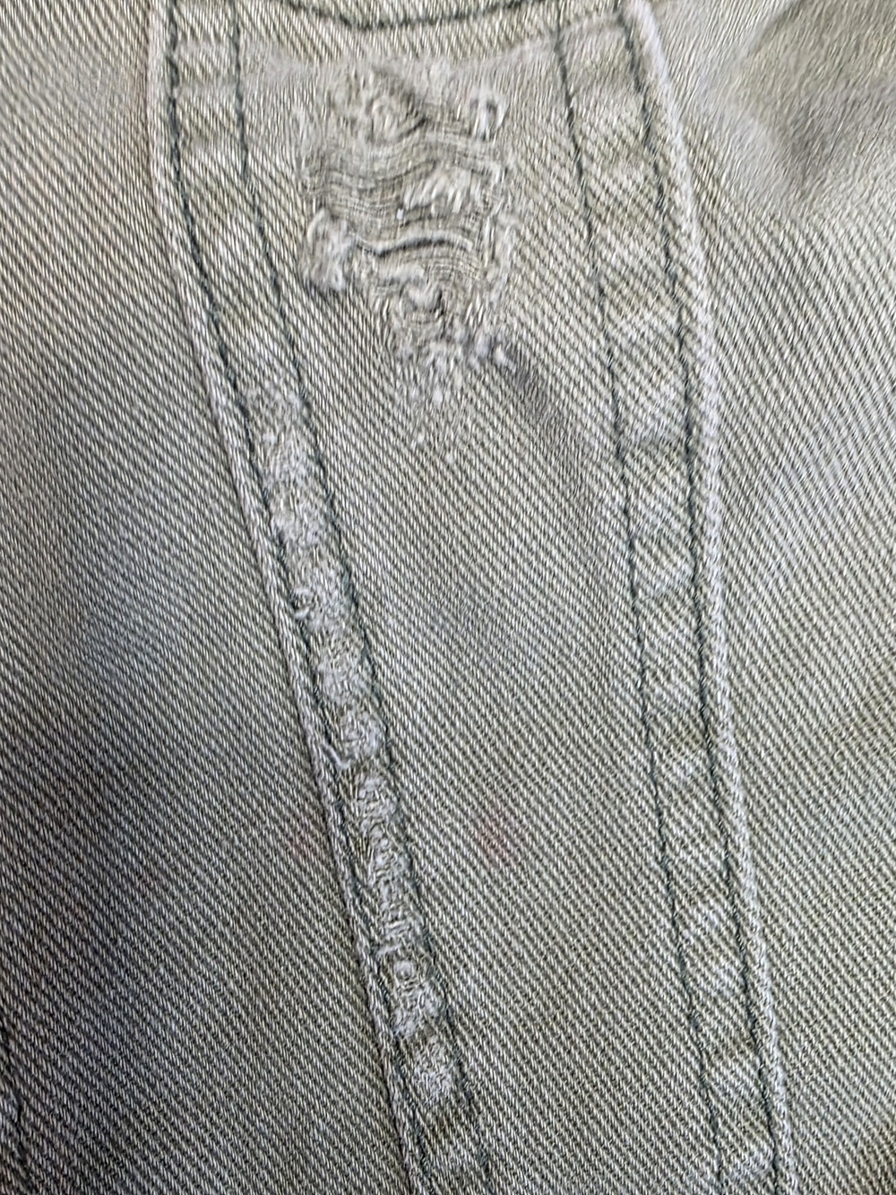 Free People Olive Green Distressed Denim Jacket Utility Trucker Boho - Picture 2 of 11